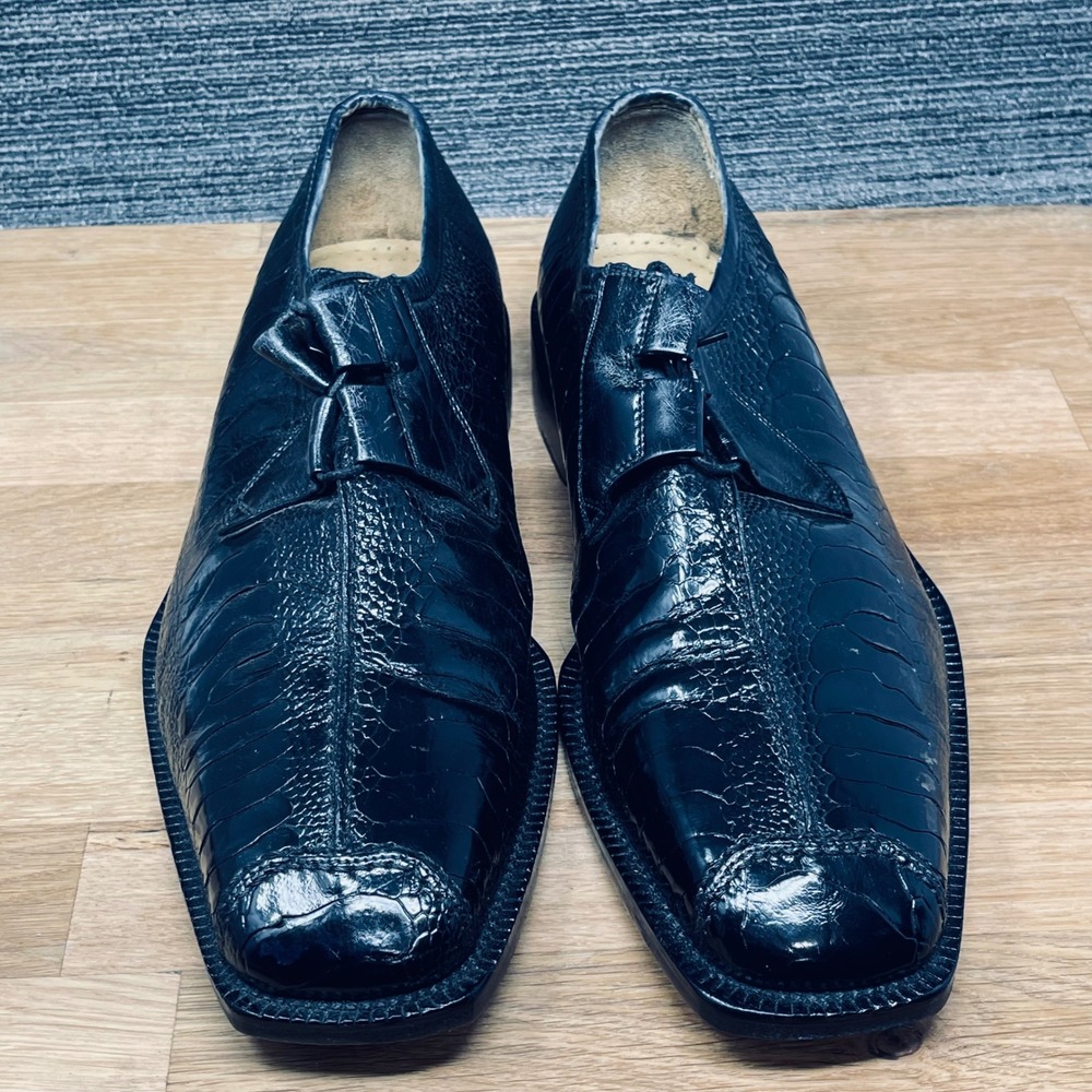 Belvedere Florence Dress Shoes Men 10 M Black Genuine Ostrich Leg Leather Italy - Picture 2 of 12